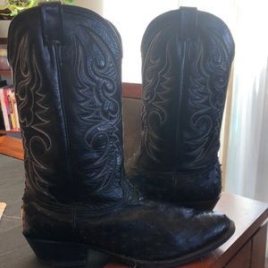 Authentic Larry Mahan Black Ostrich Boots